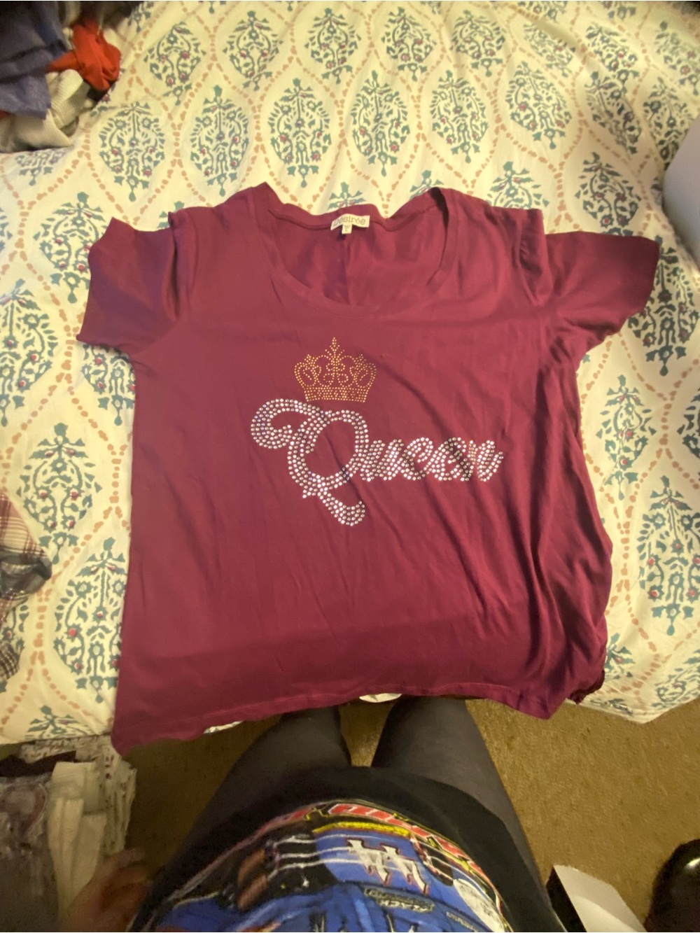 Rhinestone 'Queen' Short-Sleeve Tee - Plum